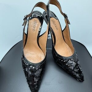 J.Renee Black Chinaetta Sequin Heels
